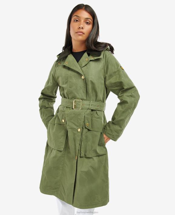 Women Midnight Green/Midnight Green Check Barbour Rossin Showerproof Trench Coat 40VB1539