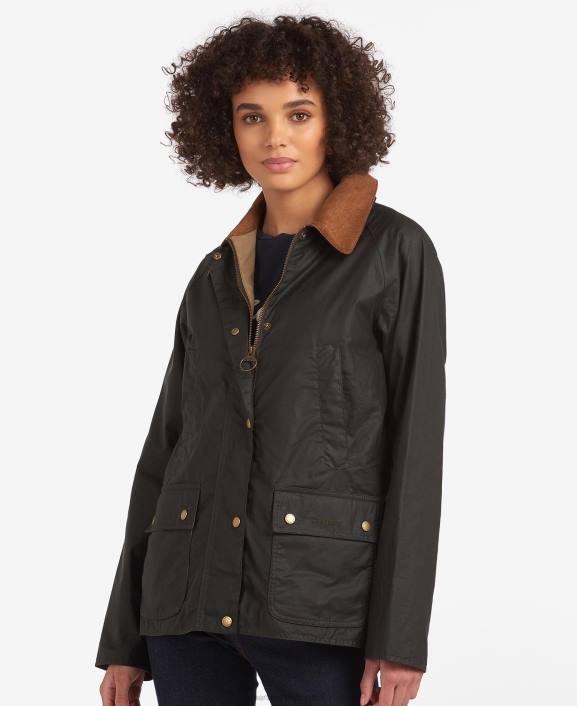 Women Dark Olive Barbour Lightweight Acorn Wax Jacket 40VB1393