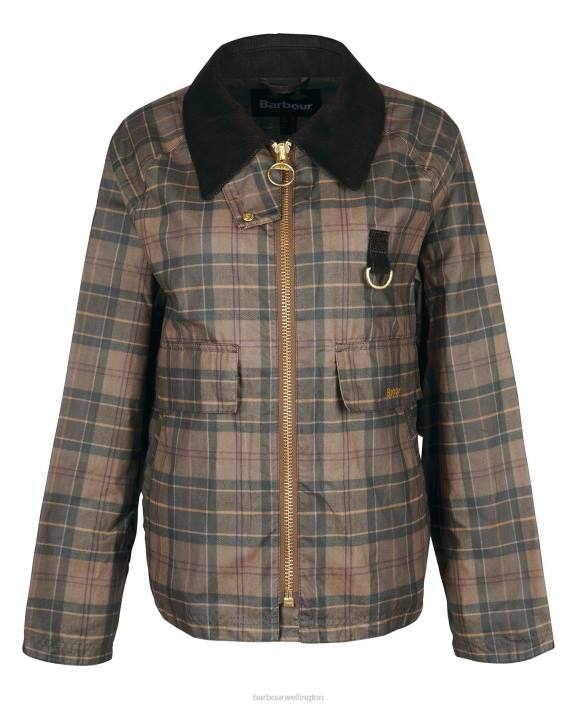 Women Muted Tartan/Brown Barbour Tartan Eddleston Waxed Jacket 40VB1372