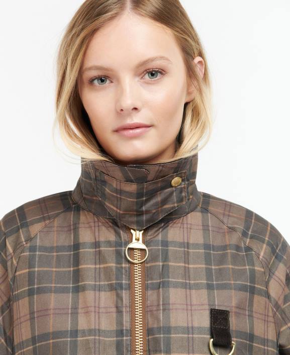 Women Muted Tartan/Brown Barbour Tartan Eddleston Waxed Jacket 40VB1372