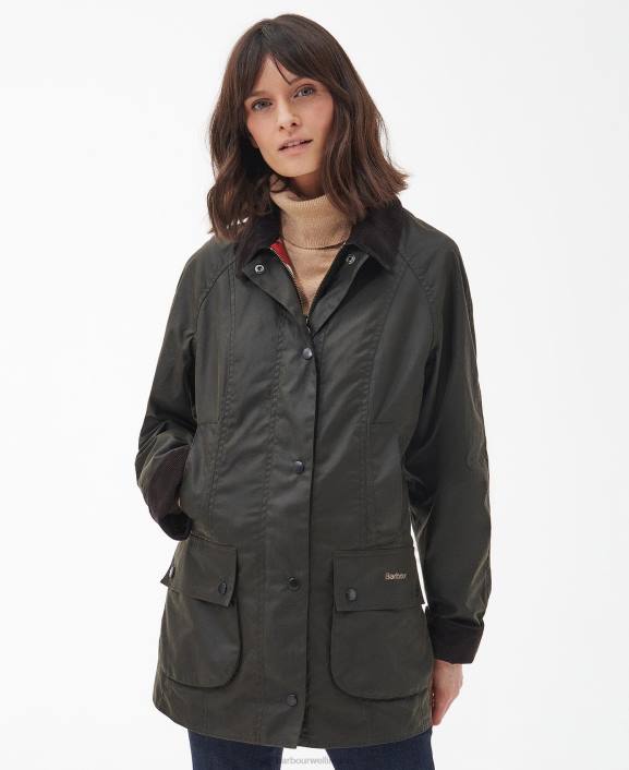 Women Olive Barbour Limited Edition Union Jack Beadnell Wax Jacket 40VB1366