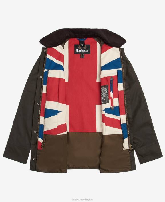 Women Olive Barbour Limited Edition Union Jack Beadnell Wax Jacket 40VB1366