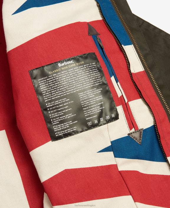 Women Olive Barbour Limited Edition Union Jack Beadnell Wax Jacket 40VB1366