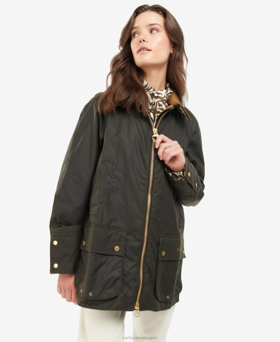Women Olive/Equus/Cocoa Barbour x House of Hackney Handley Wax Jacket 40VB1386
