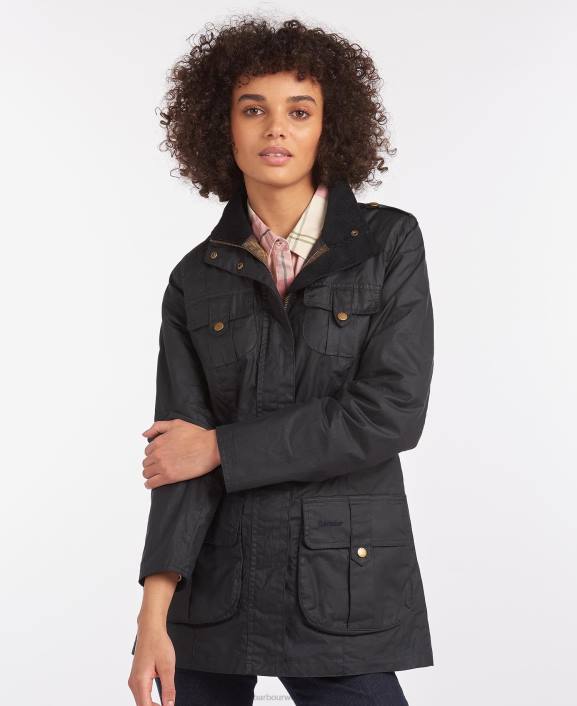 Women Royal Navy/Classic Barbour Lightweight Defence Waxed Cotton Jacket 40VB1389