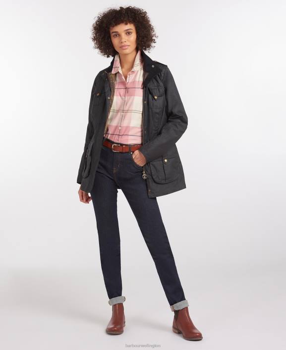 Women Royal Navy/Classic Barbour Lightweight Defence Waxed Cotton Jacket 40VB1389