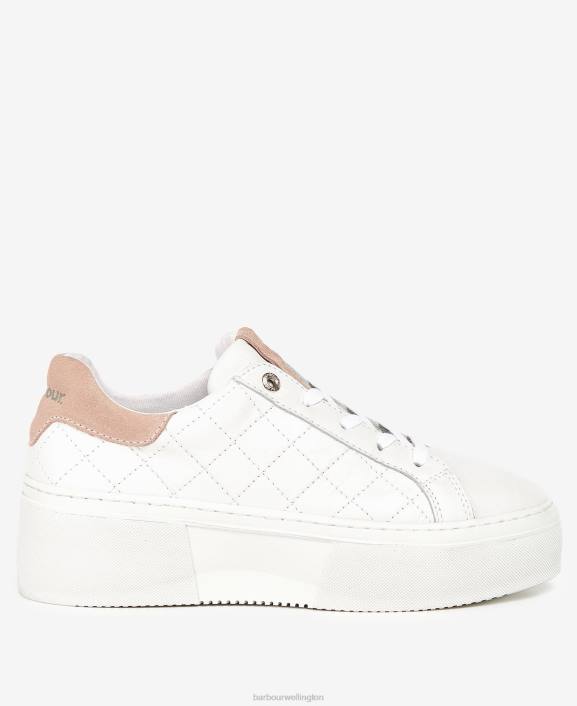 Women White/Silver Peony Barbour Darla Trainers 40VB2126